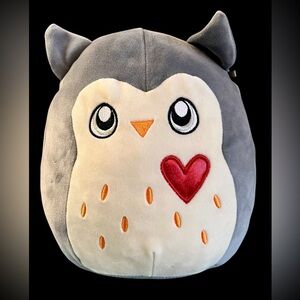 Squishmallows Samantha the Owl Gray & Cream Plush with Red Heart Accent